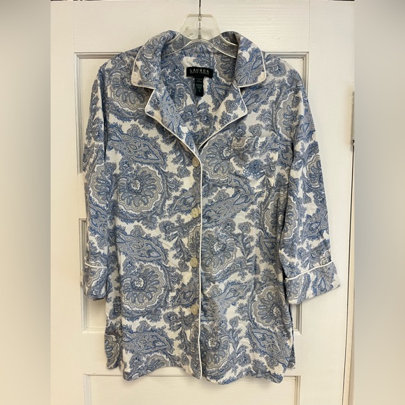 Lauren Ralph Lauren Other - Lauren Ralph Lauren Womens Blue Paisley Print 3/4 Sleeve Pajama Top Size L